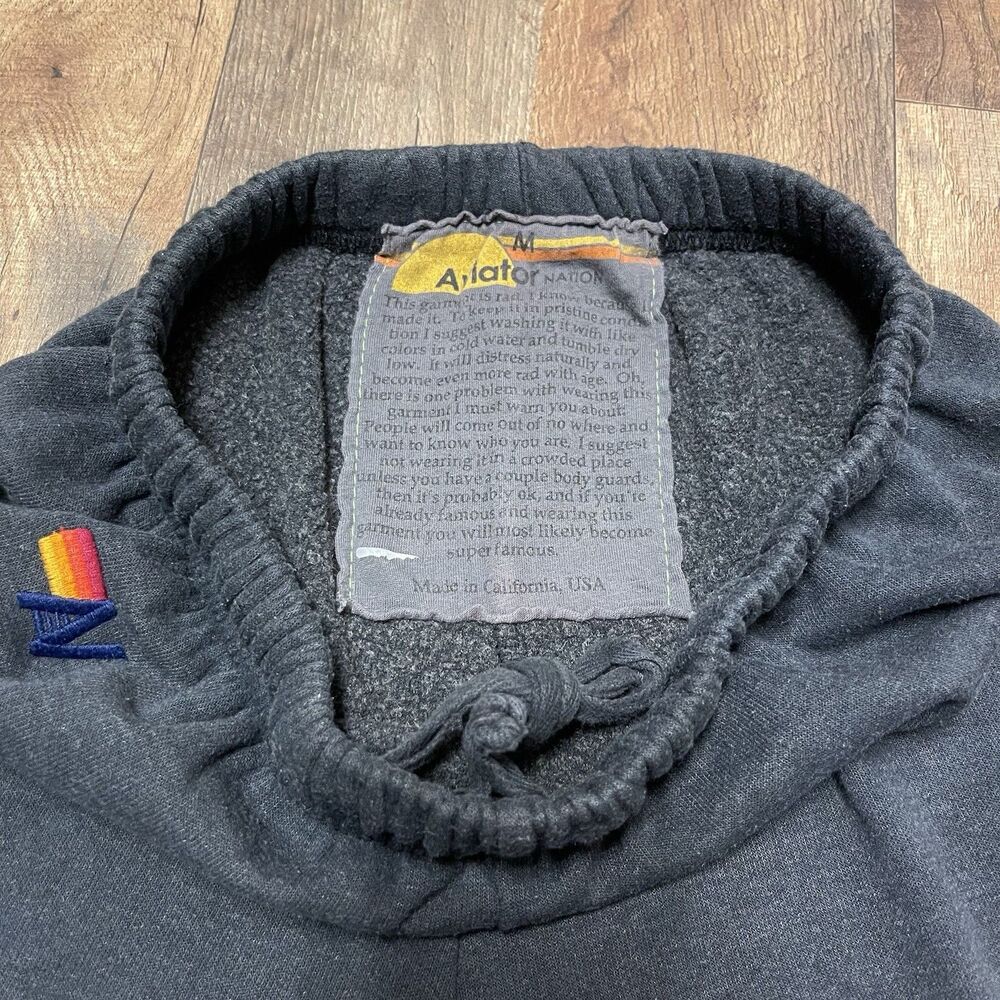 Aviator Nation Fleece Jogger Pants Medium Rainbow Lightning Bolt Logo Gray Relax - Picture 6 of 7
